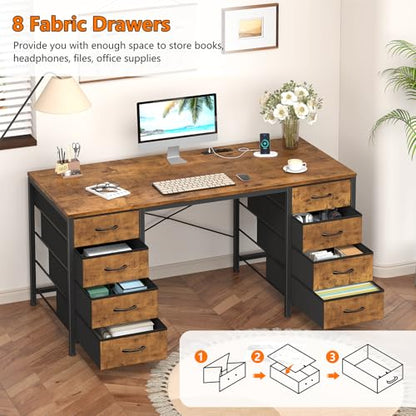 50 Inch Computer Desk with 8 Drawers for Home Office, Bedroom, Living Room, view 7