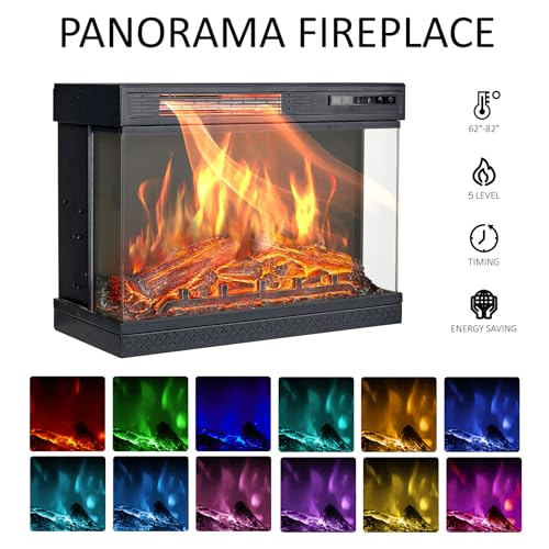 3-Sided Glass Fireplace TV Stand for TVs up to 65'' with 12 Color, view 5