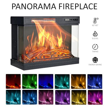 3-Sided Glass Fireplace TV Stand for TVs up to 65'' with 12 Color, view 5