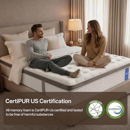 Queen Size Mattress,12 Inch Hybrid Queen Mattress in a Box with Memory Foam and Zoned Support Spring,Motion Isolation,Medium Firm,CertiPUR-US.