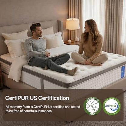 Queen Size Mattress,12 Inch Hybrid Queen Mattress in a Box with Memory Foam and Zoned Support Spring,Motion Isolation,Medium Firm,CertiPUR-US.