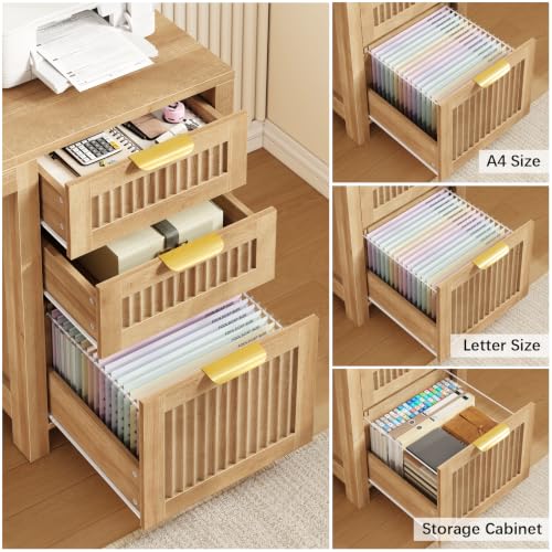 62" Fluted Computer Desk with 4 Drawers & Storage Cabinet for Home Office, view 6