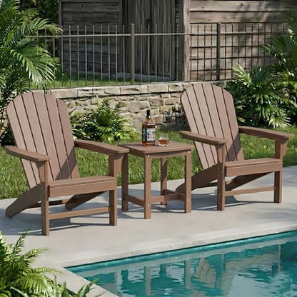 Outdoor Side Table, HIPS Adirondack Small Single Table, Waterproof Square Outside Table, Balcony Modern End Tables for Patio, Pool, Beach, Porch, Deck, Indoor or Outdoor Use, Brown