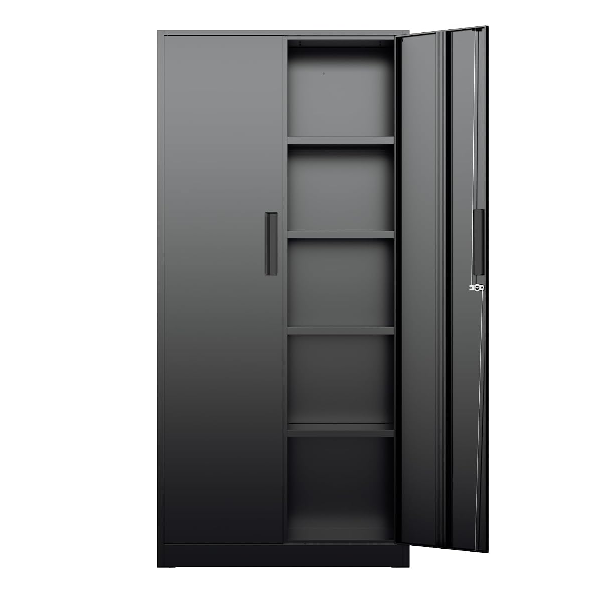72" Storage Cabinet,2 Locking Doors & 4 Adjustable Shelves,Tall Cabinets,Heavy Duty Steel Cabinet for Home, Office, Warehouse, School (Black)