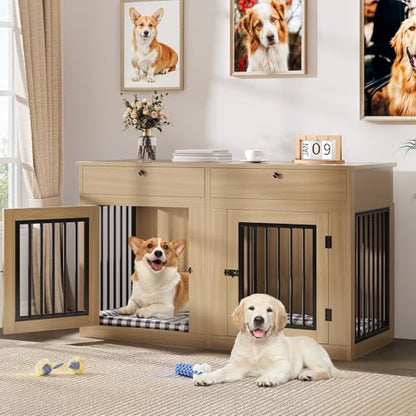 60 Inch Double Dog Crate Furniture for 2 Dogs, view 2