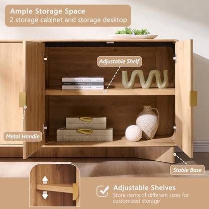 Modern Buffet Cabinet with Storage, 70" Sideboard Cabinet,Natural Oak, view 6