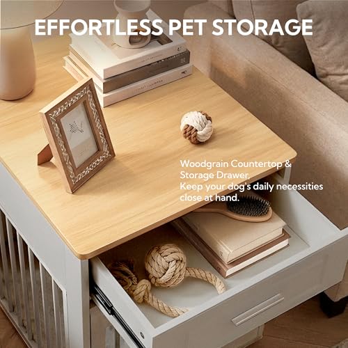 Dog Crate Furniture End Table with Flip-Up Door for Small Dogs, view 5