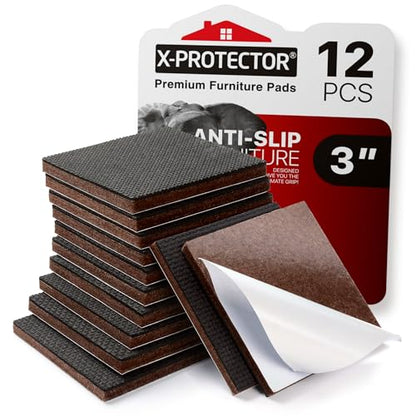 Non Slip Furniture Pads – 12 Premium Furniture Grippers 3"! Best SelfAdhesive Rubber Feet Furniture Feet – Ideal Non Skid Furniture Pad Floor Protectors – Keep Furniture in Place!