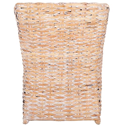 SAFAVIEH Furniture - Ventura Arm Chair - White & White-Washed - Mango Wood - Coastal Rattan Design - Ideal for Living Room, Sunroom, Bedroom, 18.1" Seat Height - Fully Assembled (FOX6505B)
