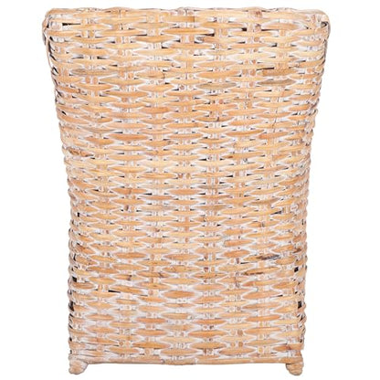 SAFAVIEH Furniture - Ventura Arm Chair - White & White-Washed - Mango Wood - Coastal Rattan Design - Ideal for Living Room, Sunroom, Bedroom, 18.1" Seat Height - Fully Assembled (FOX6505B)