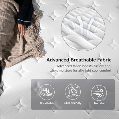 Twin Mattress, 10 Inch Hybrid Twin Size Mattress in a Box, view 5