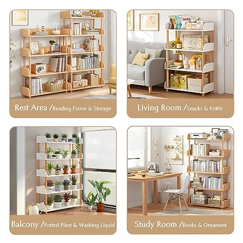 5-Tier Wooden Open Bookcase, Oak, view 5