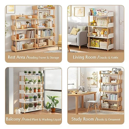 5-Tier Wooden Open Bookcase, Oak, view 5