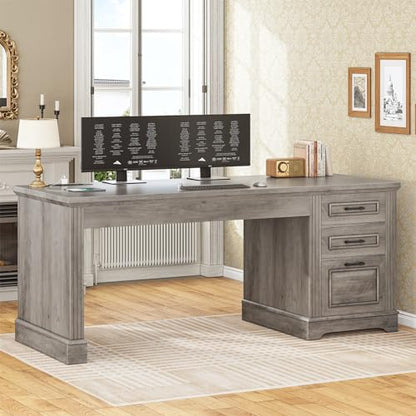 Executive Office Desk with 3 Drawers, view 2