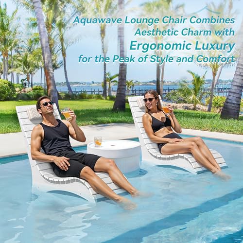 Pool Lounge Chairs Set of 2,Fade-Proof for Shallow Water Headrest, view 7