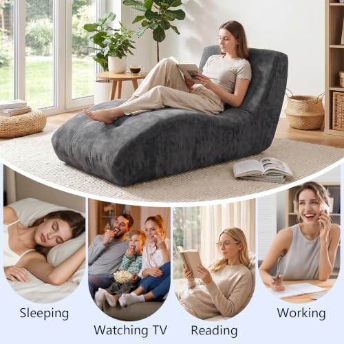 Chaise Lounge Chair Indoor, Oversized Boneless Sofa Bed with Pillow, view 5