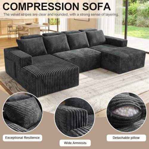 Boneless Couches for Living Room 113" - Modular Sectional Oversized Sofa, view 5