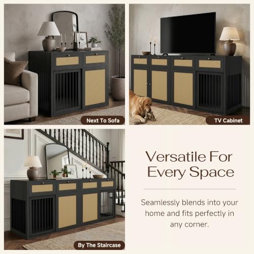 Wooden Dog Crate Furniture, Left Unit, 40 Inch, Black Oak, view 7