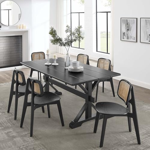 Windchime 71Inch Dining Table Style Solid Wood Black Finish Modern Kitchen Room Entertaining Home Furniture Quality Stylish Elegant Durable Refined Versatile