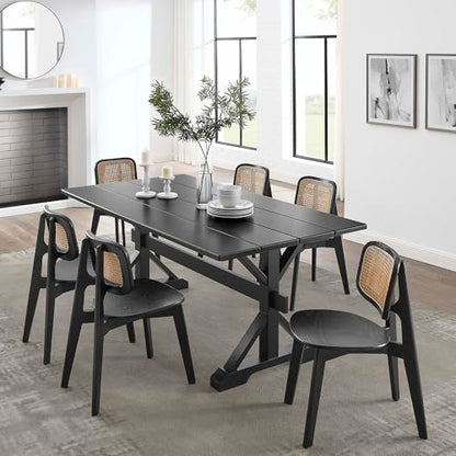 Windchime 71Inch Dining Table Style Solid Wood Black Finish Modern Kitchen Room Entertaining Home Furniture Quality Stylish Elegant Durable Refined Versatile