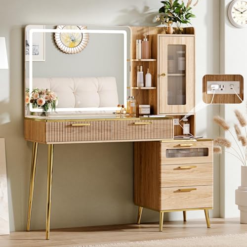 Vanity Desk with 29.53" HD Lighted Mirror, view 2