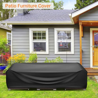 Patio Furniture Covers Rectangle, Outdoor Table Covers Waterproof, Heavy Duty Outdoor Furniture Cover, Patio Sectional Set Cover 90" L x 64" W x 28" H, Black