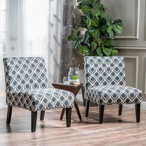 Kassi Fabric Accent Chairs, 2-Pcs Set, Blue / Navy