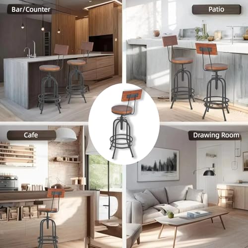 3 Pieces Industrial Dining Table with Set of 4 Bar Stools for Home Office Rustic Rectangular Bar Table with Chairs for Kitchen Meeting Room