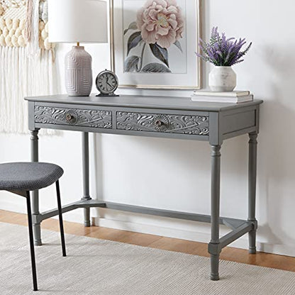 SAFAVIEH Home Collection Ryleigh Distressed Grey 2-Drawer Computer Table Office Desk