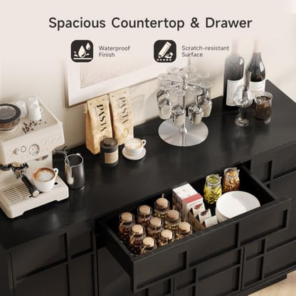 55" Sideboard Buffet Cabinet with Storage Drawer & Built-in Lights, view 6
