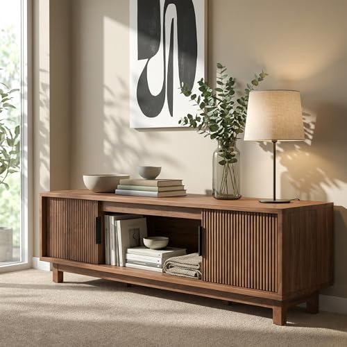Fluted TV Stand, Mid Century Modern TV Stands for Living Room, view 4