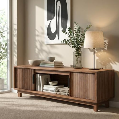 Fluted TV Stand, Mid Century Modern TV Stands for Living Room, view 4