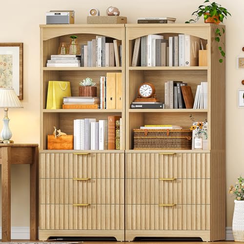 63.3" Tall Bookshelf, Bookshelves and Bookcases with Drawers, view 6