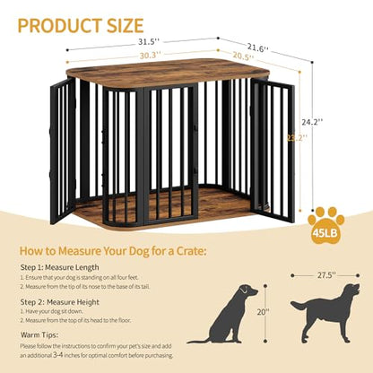 31.5'' M Dog Crate Furniture, Wooden Dog Kennel Indoor Dogs Cage, view 3