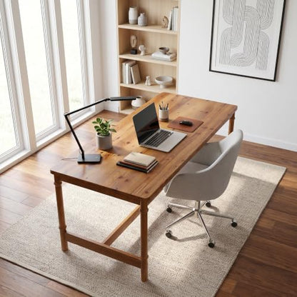 70.87" Extra Long Wood Desk, Farmhouse Style Solid Wood Desk, view 7