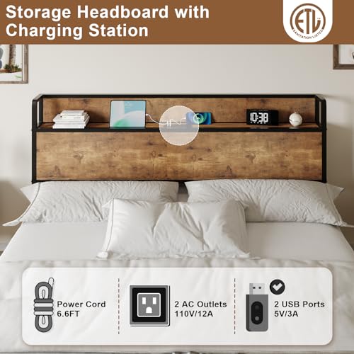 King Size Lift Up Storage Bed Frame with Charging Station, view 7