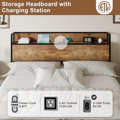 King Size Lift Up Storage Bed Frame with Charging Station, view 7