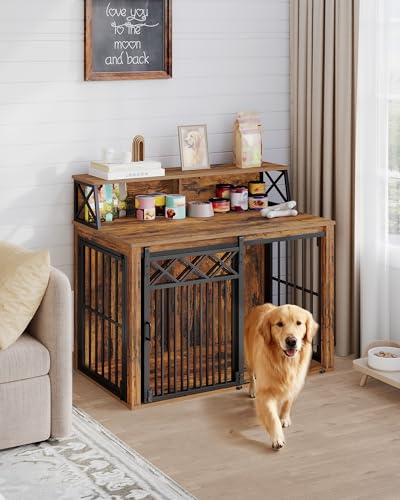 39.4'' L Dog Crate Furniture, Dog Kennel Indoor with Storage Shelf, view 4