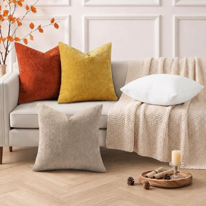 Soft Chenille Rust Throw Pillow Covers 20X20 Set of 2, view 3