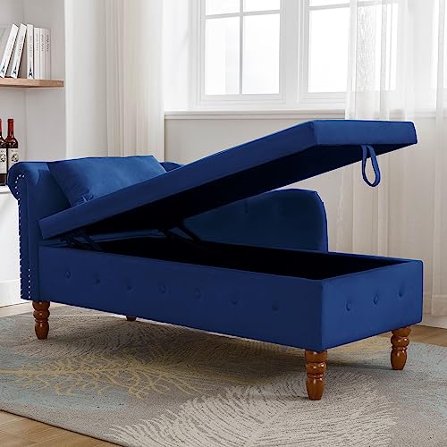 Velvet Chaise Lounge Indoor with Storage, view 7