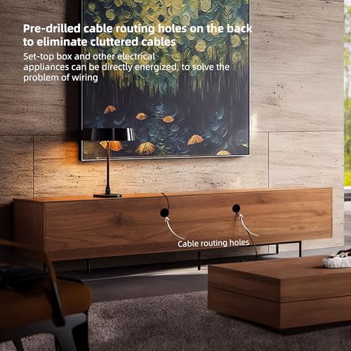 94.48 Inch Mid Century Modern TV Stand for Living Room, Walnut, view 7