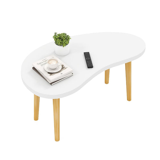 Mango Coffee Table Low Table with 4 Solid Wood Sturdy Legs,Floor Table Desk for Sitting on The Floor,19.7"D x 31.5"W x 16"H Inches,Living Room/Toy room Furniture,Rental house Furniture(White)
