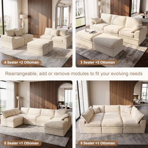 Modular Cloud Couch with Storage and Ottoman for Living Room, view 6