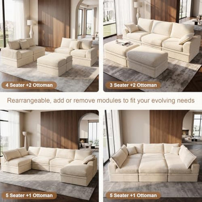 Modular Cloud Couch with Storage and Ottoman for Living Room, view 6