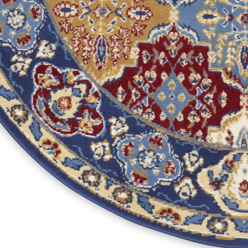 Home Grafix Multicolor 5'3" x Round Area Rug - Easy Clean, Non Shedding, Bed Room, Living Room, Dining Room, Kitchen (5' x Round)