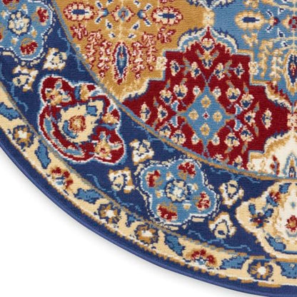 Home Grafix Multicolor 5'3" x Round Area Rug - Easy Clean, Non Shedding, Bed Room, Living Room, Dining Room, Kitchen (5' x Round)