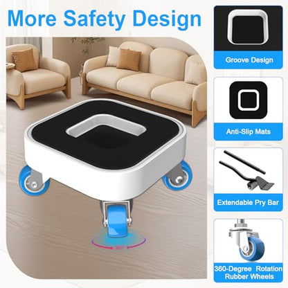 New Upgrade Furniture Sliders, Furniture Movers with Wheels, Furniture Lift Mover Tool Set with 360° Rotatable Wheels, Furniture Dolly for Moving Heavy Duty Sofa, Bed, Load Capacity Up to 750lb