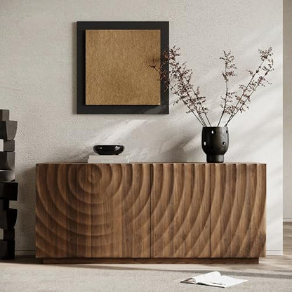 GDFStudio 59" Modern Buffet Cabinet with 3D Water Ripple Doors, view 4