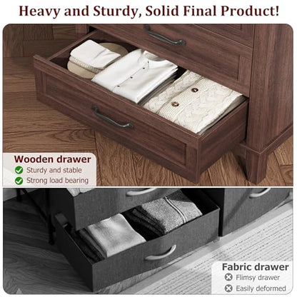 5 Dresser for Bedroom, 41.3 in Tall Vertical Drawer Dresser with Large Storage, view 6