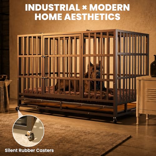 48 Inch Heavy Duty Dog Crate, Indestructible Kennel for Large Dogs, view 6
